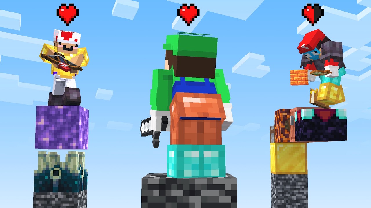 One Heart Random Item Pillars in Minecraft background