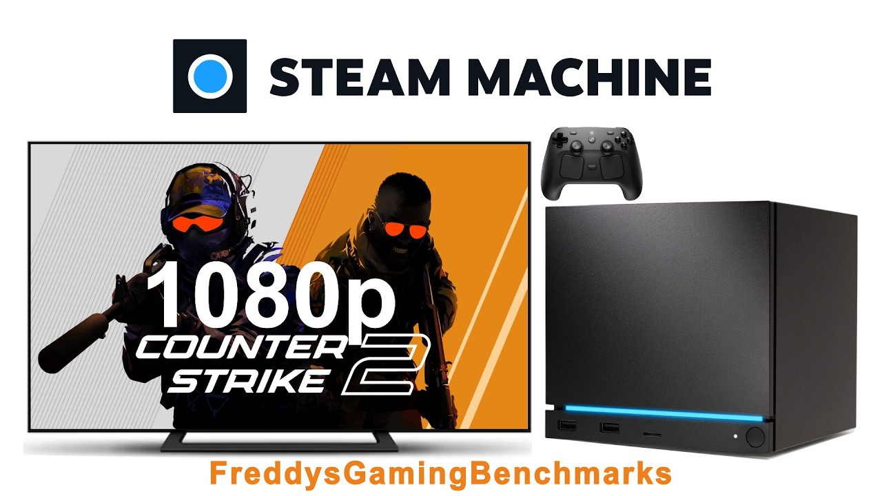 Counter Strike 2 on Steam Machine with SteamOS 3.9 background