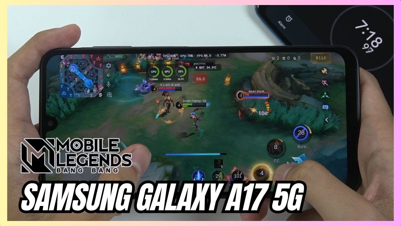 Samsung Galaxy A17 5G Mobile Legends Gaming test MLBB | Exynos 1330, 90Hz Display backdrop