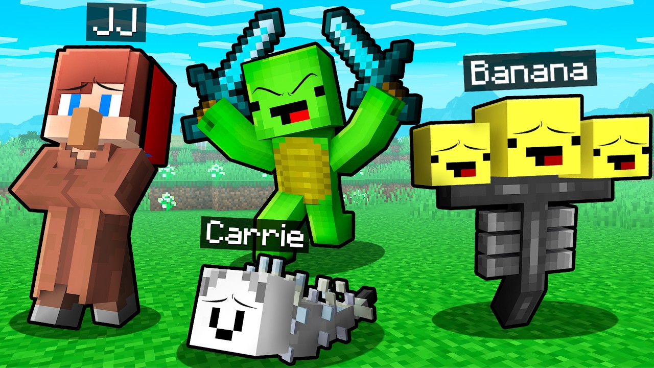 Mikey and JJ Became MOBS in Hide and Seek in Minecraft - Maizen background