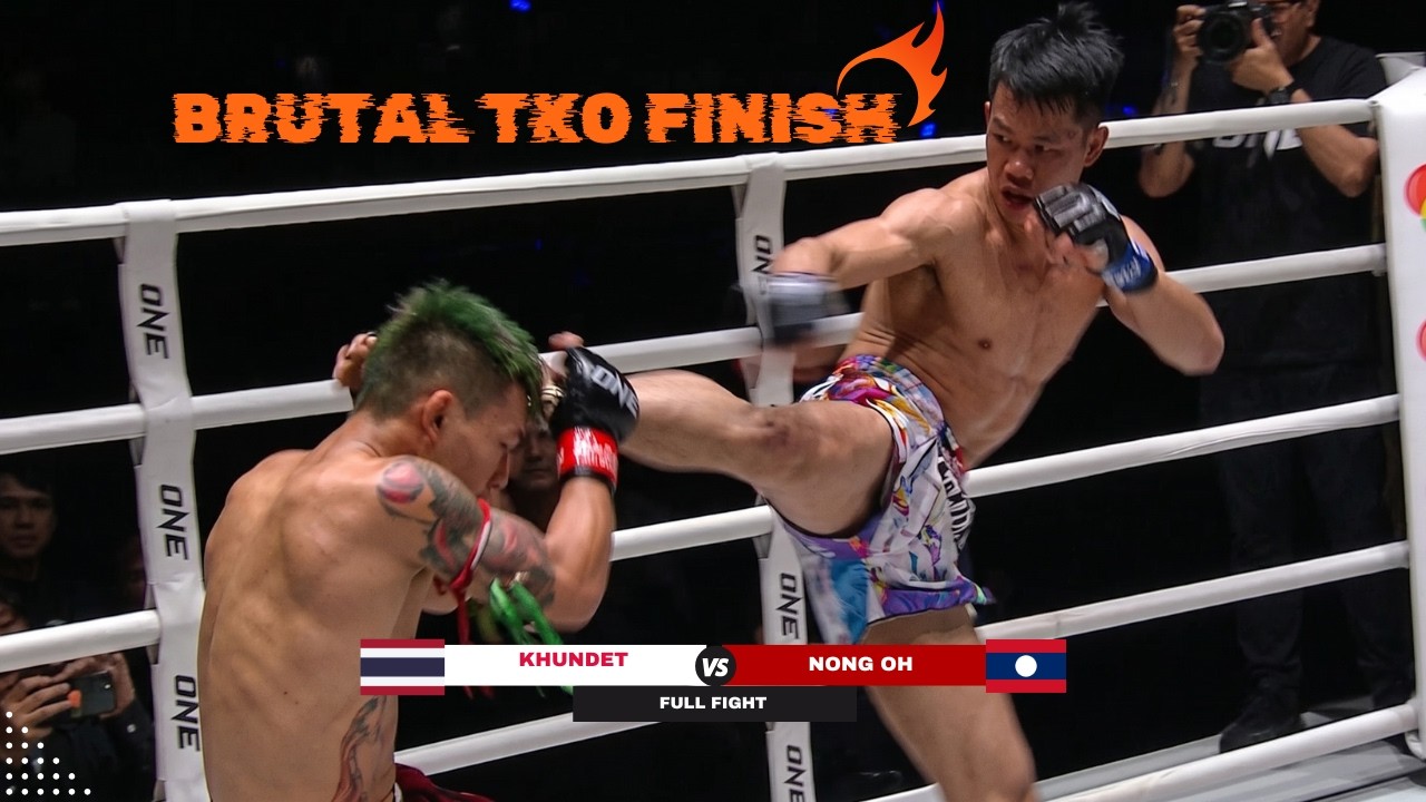 HEAD KICK DESTRUCTION! Nong Oh π±π¦ stops Khundet πΉπ after a savage striking clinic background