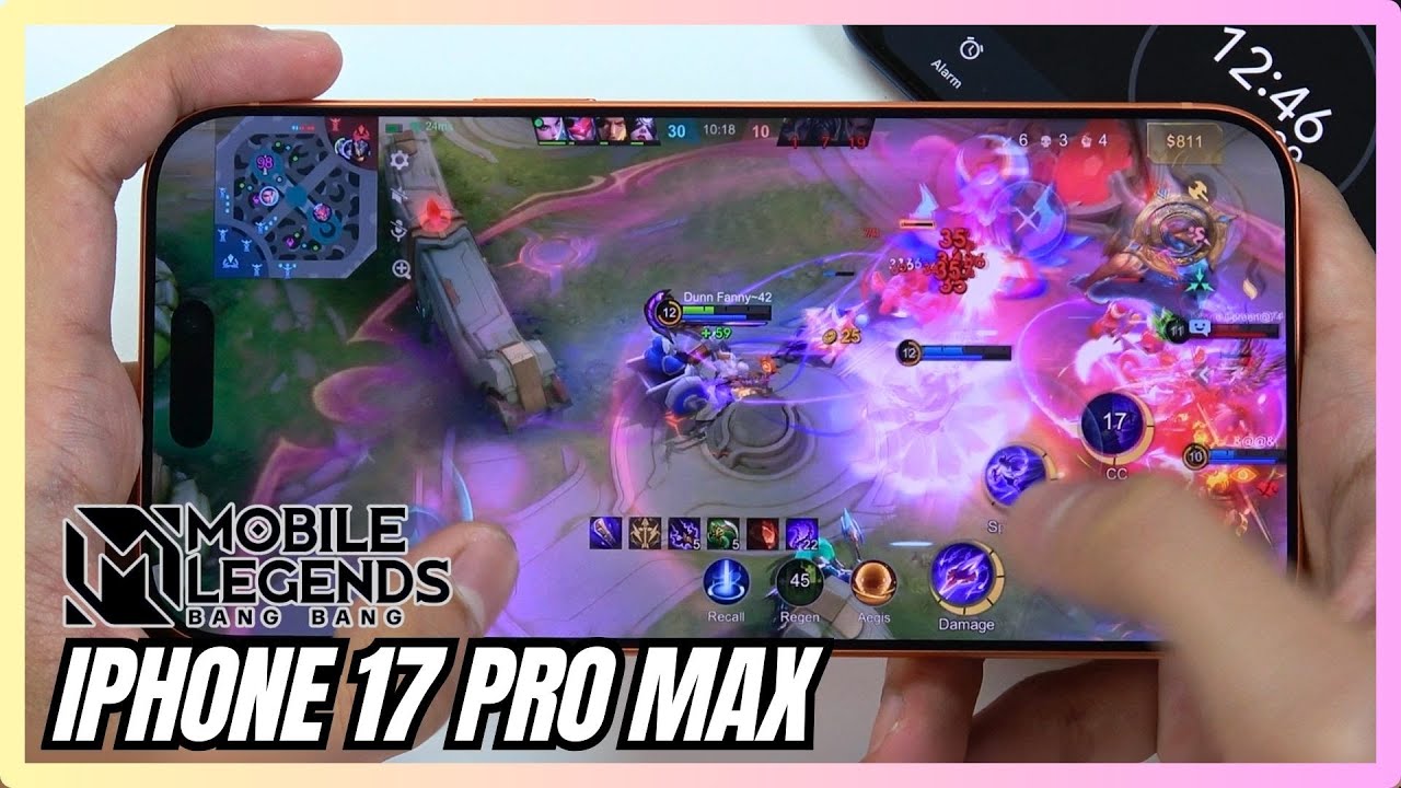 iPhone 17 Pro Max Mobile Legends Gaming test MLBB | Apple A19 Pro, 120Hz Display background