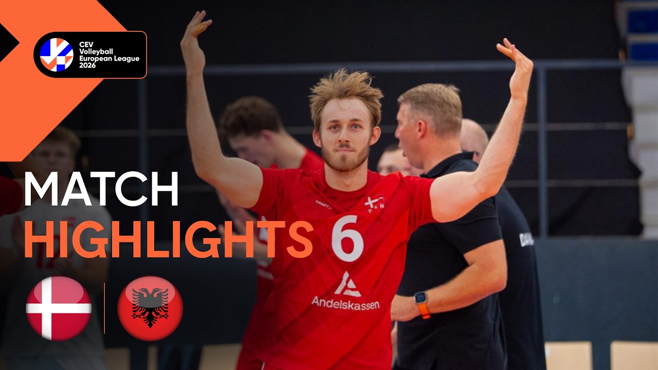 Highlights | Denmark vs. Albania | CEV Volleyball European League 2026 | Men background
