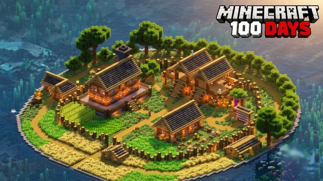 I Spent 100 Days Building the ULTIMATE Island Base in Minecraft Hardcore Survival background