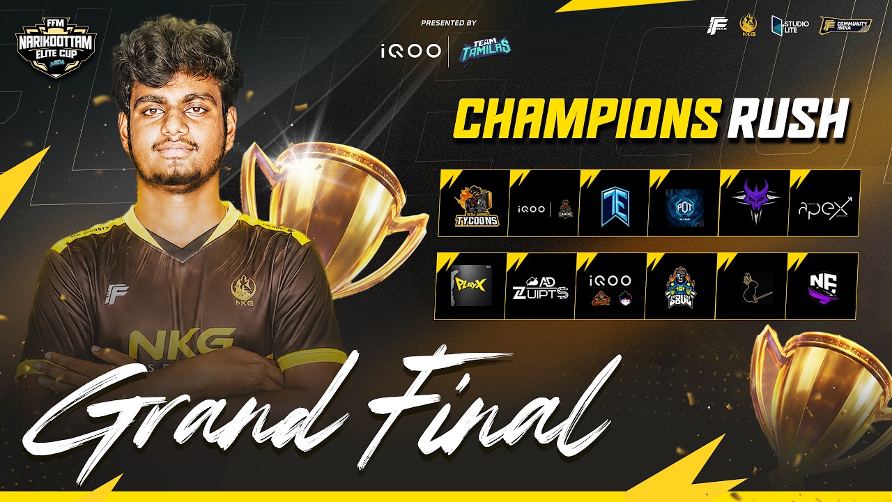 GRANDFINALS CHAMPION RUSHđ„| FFM NARIKOOTTAM ELITE CUP S2 | TEAMS TG,TE,TGT,S8UL,TSG,TAG,POT,NBE background
