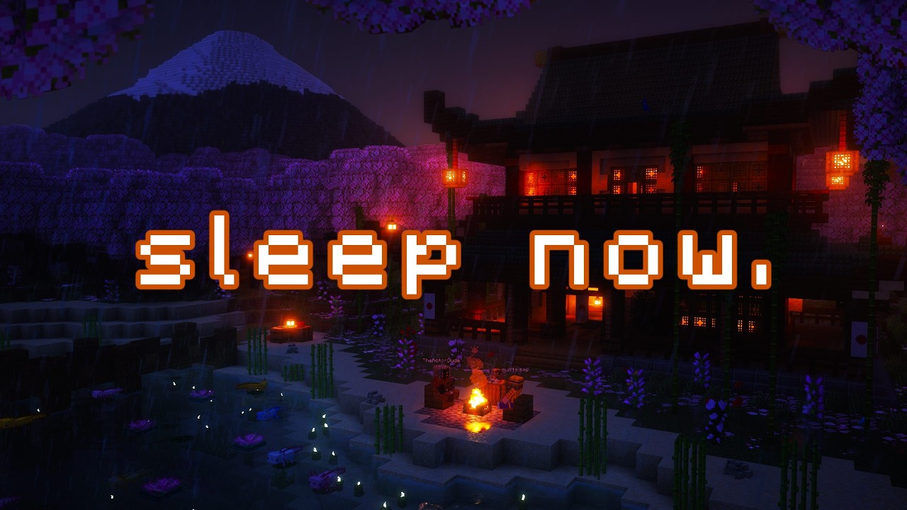 it's past midnight already... (minecraft music w/ rain) background