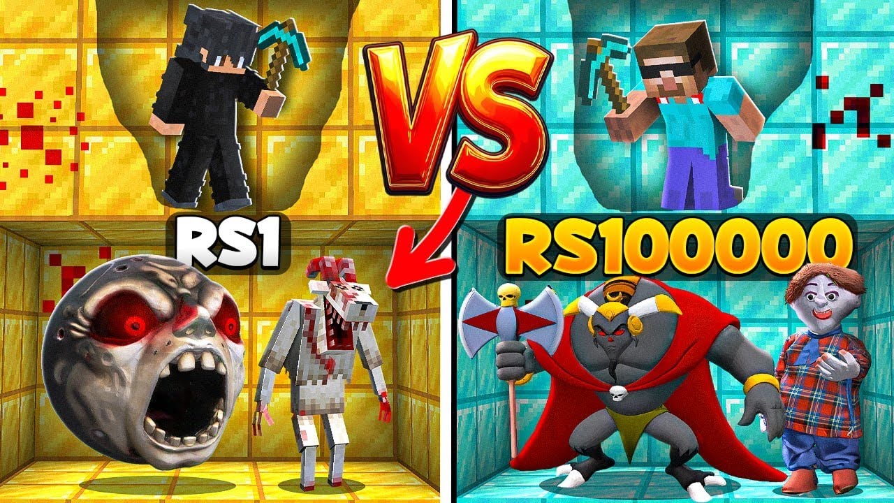 Rs1 vs Rs1,00,000 HORROR ENTITY MINING Challenge in Minecraft... background