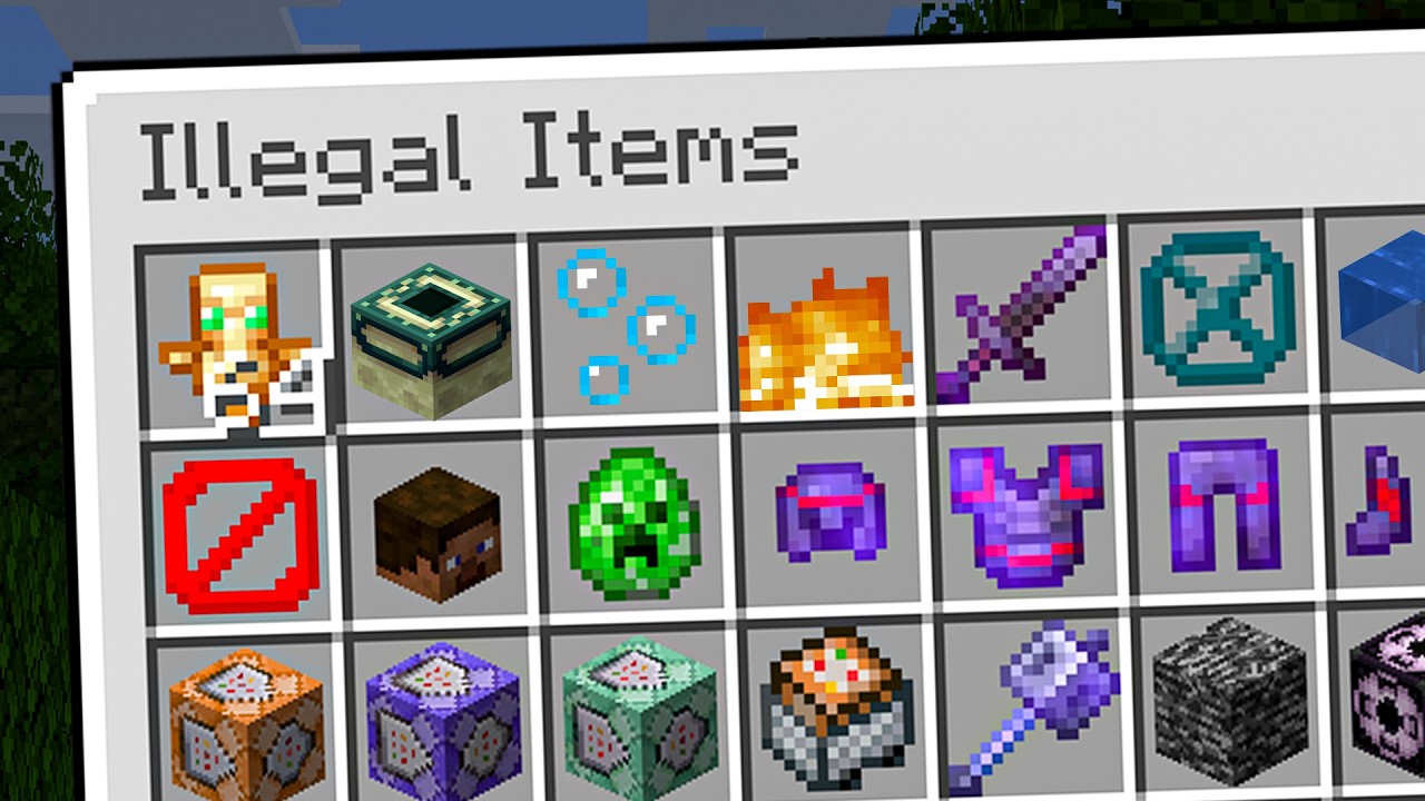 How I Collected Every Illegal Item in This Minecraft Server! background