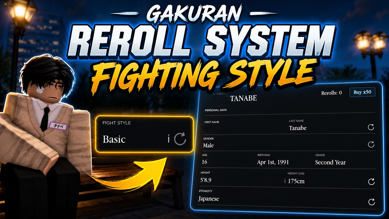 How to REROLL STATS and FIGHTING STYLE in GAKURAN Roblox background