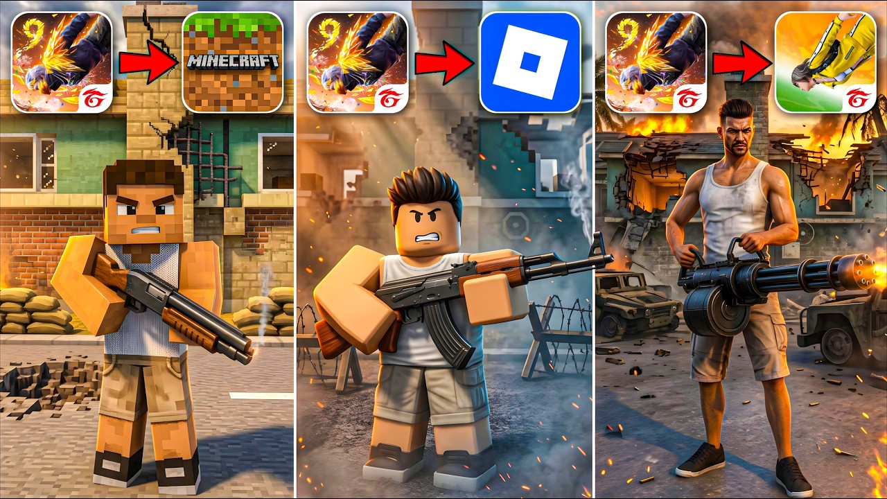I Played Free Fire but in Other Games 😱 (Roblox, Minecraft, Free Fire India) background