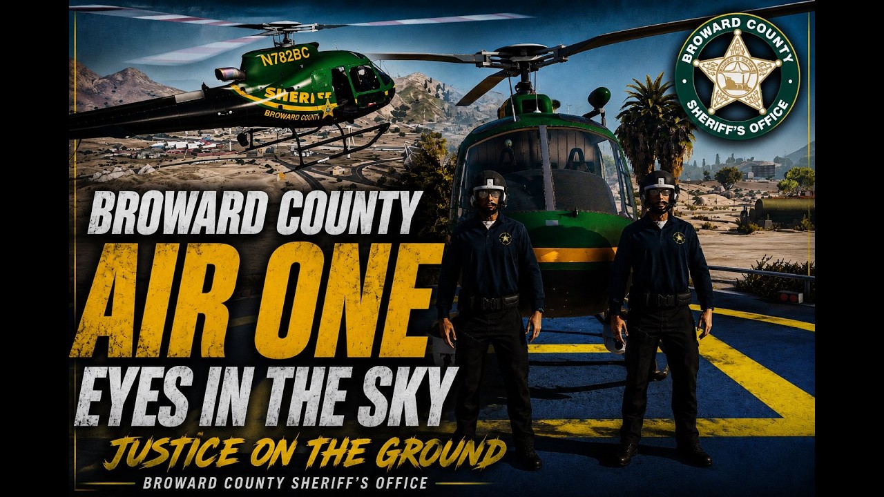 ๐ Broward County Sheriff's Air One LIVE | Realistic FiveM Police Helicopter Patrol background