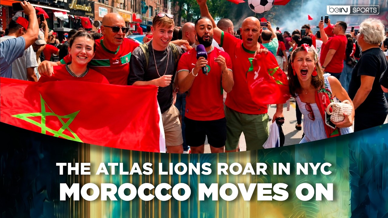 Morocco Fans in New York Celebrates After Reaching the World Cup 2026 Quarterfinals | beIN SPORTS background
