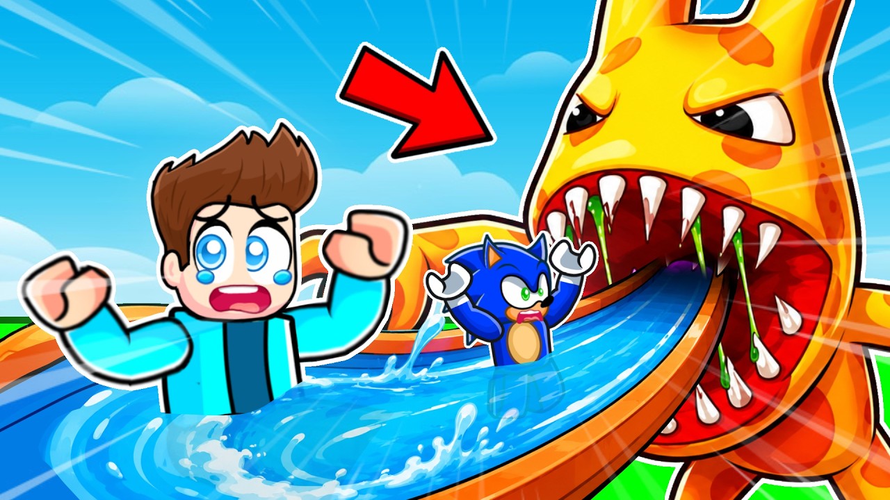 RIDE THE SCARY ANAMOLY SLIDE IN ROBLOX !! background