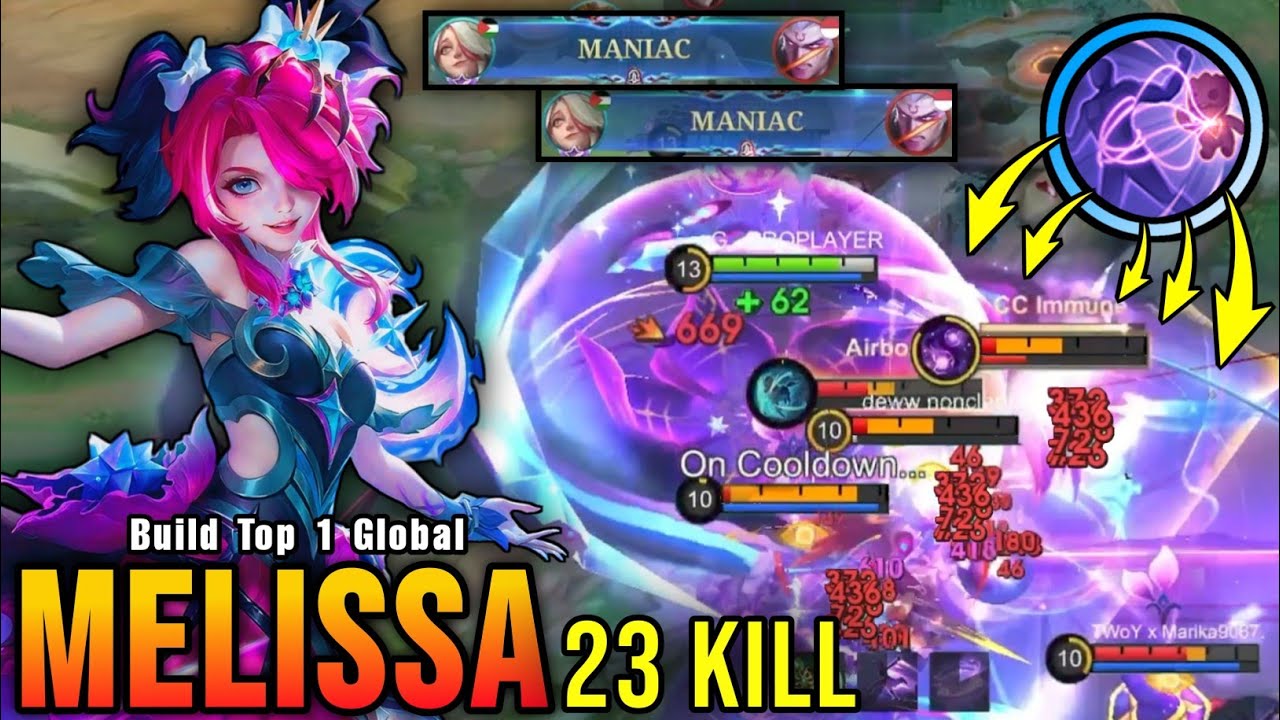 2x MANIAC!! 23 Kills Melissa Deadly Muddles Combo!! - Build Top 1 Global Melissa ~ MLBB background