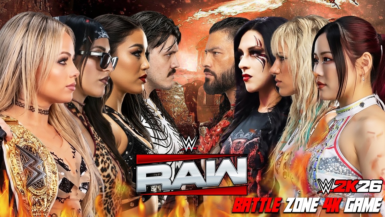 Liv Morgan Dominik Raquel Roxanne vs IYO SKY, Roman Reigns Sol Ruca Vaquer | Ends in Total Chaos background