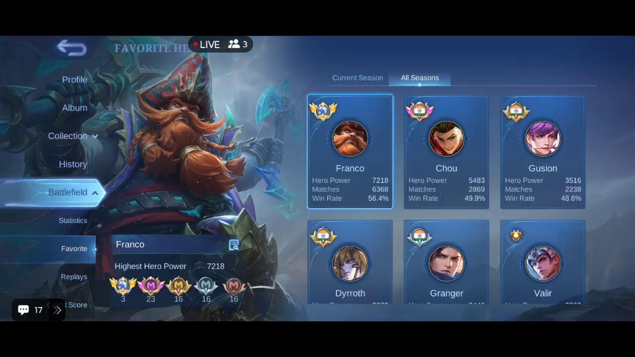 CHOU 3000 MATCHES PUSH LIVE‼️😃 - Mobile Legends : Bang Bang background