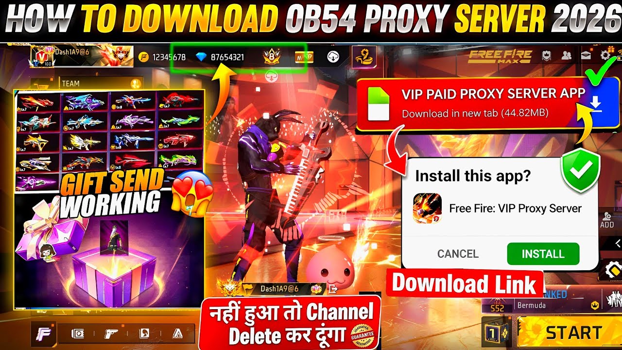 How To Download Proxy Server 💯😱🔥, proxy Server Free Fire Kaise Download Karen, Ob54 Proxy Server ff background
