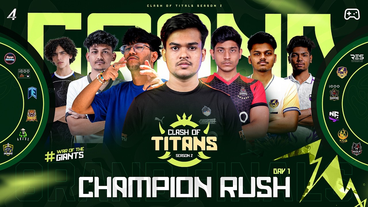 CLASH OF TITANS S2 | GRAND FINALE | CHAMPION RUSH DAY 1 | ₹1,00,000 PP | Free Fire MAX | 4Ends.TV background