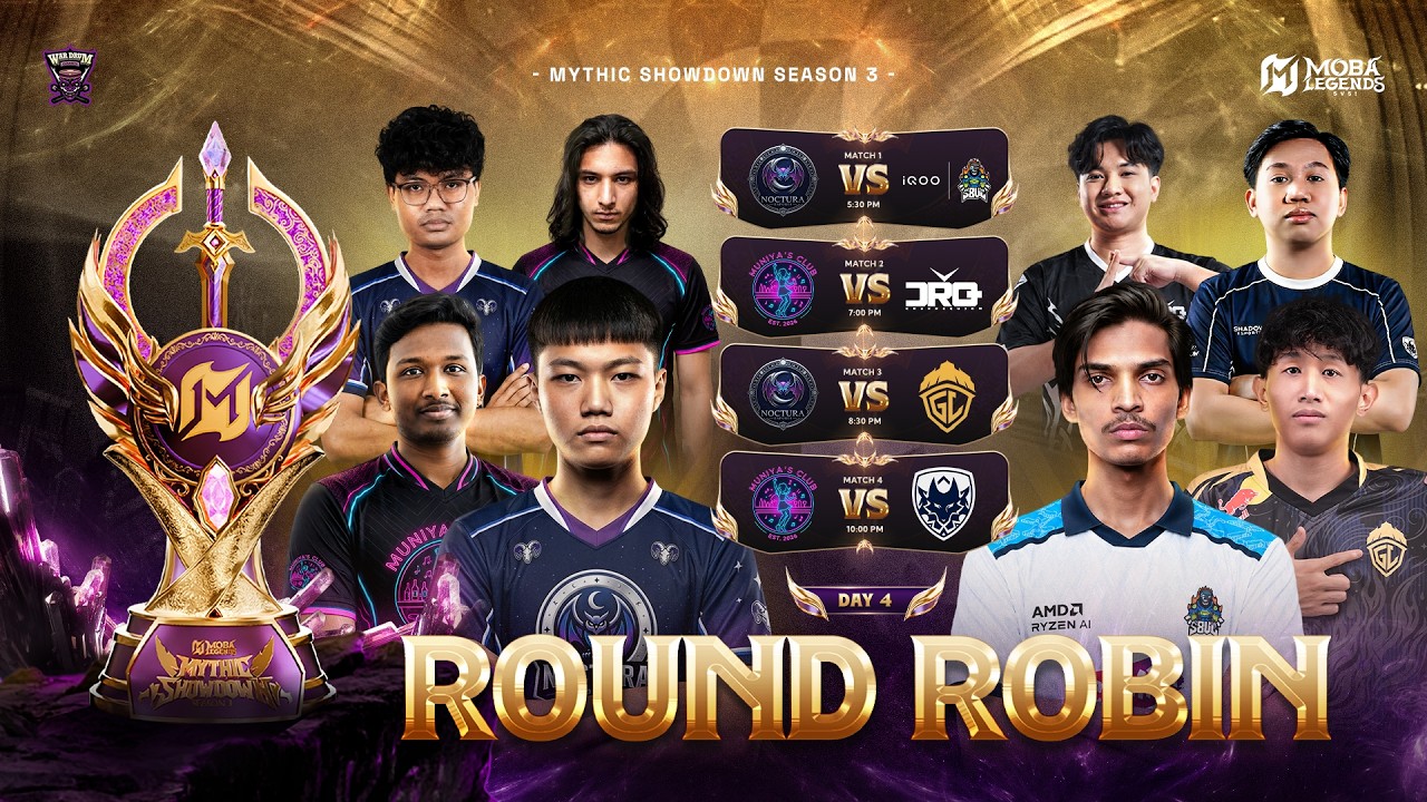 (HINDI) MYTHIC SHOWDOWN SEASON 3 LIVE | LEAGUE STAGE DAY 4 | MOBA LEGENDS 5V5 background