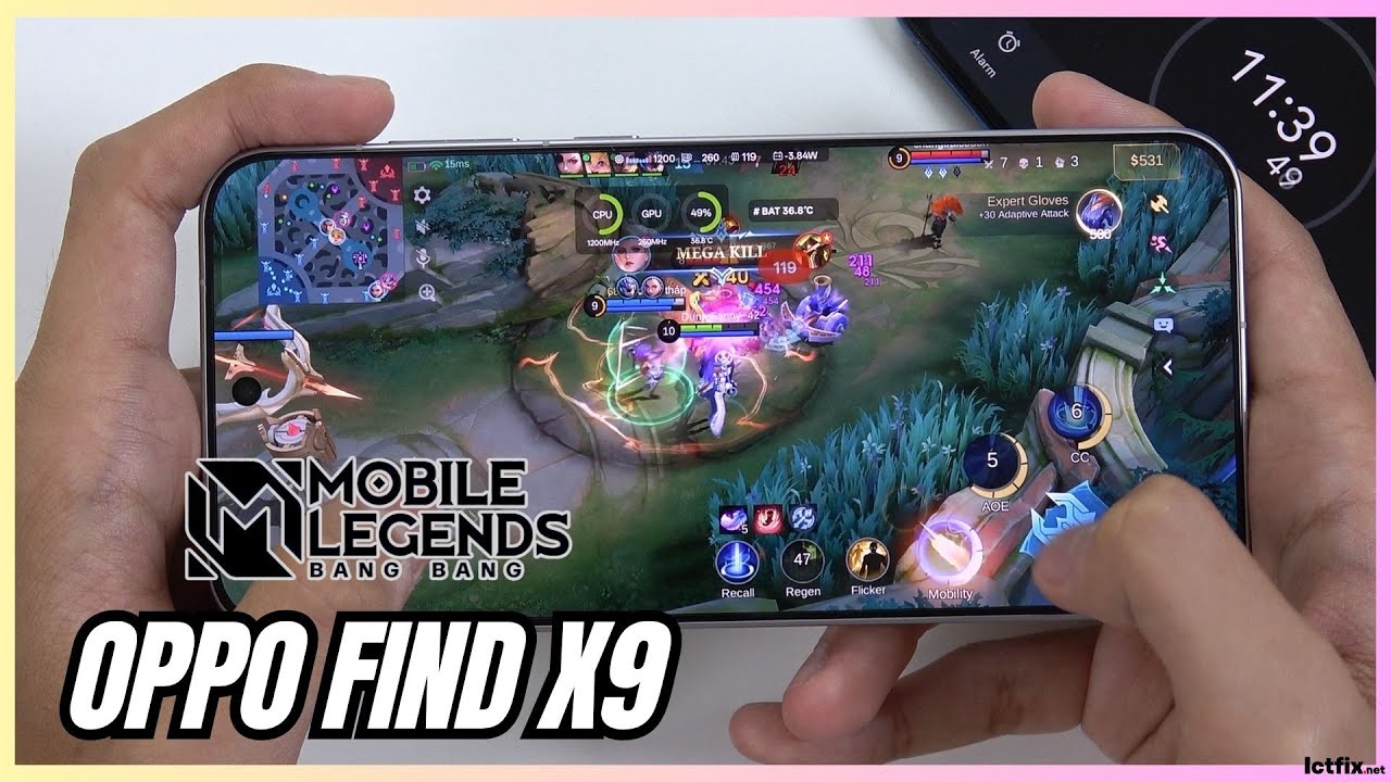 Oppo Find X9 Mobile Legends Gaming test MLBB | Dimensity 9500, 120Hz Display background