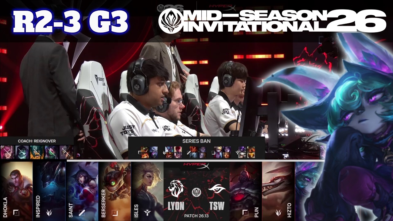 LYON vs TSW - Game 3 | Round 2 LoL MSI 2026 Main Stage | LYON vs Team Secret Whale G3 full game background