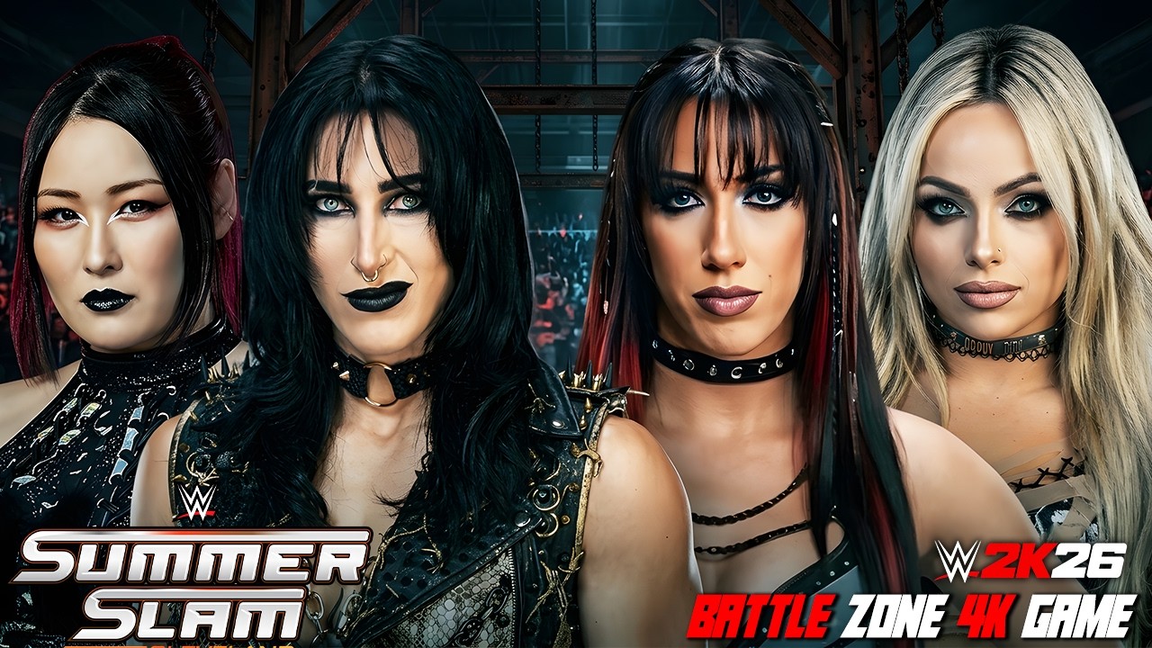 Rhea Ripley & IYO SKY vs Liv Morgan & Jacy Jayne – CHAOS ERUPTS in an Epic Tag Team Battle! background