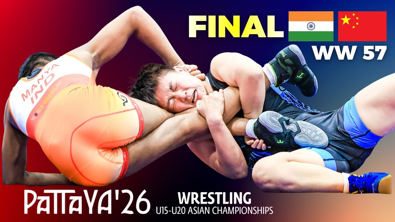 🏅 India vs China | U20 Wrestling Championship FINAL | WW 57 KG #WrestlePattaya2026 background