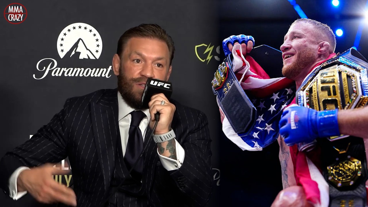 Conor McGregor BLASTS Justin Gaethje "less of the disrespect you F**KING BUM" backdrop