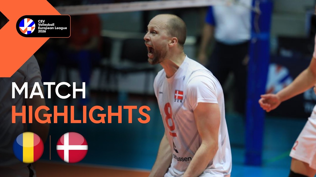 Highlights | Romania vs. Denmark | CEV Volleyball European League 2026 | Men background