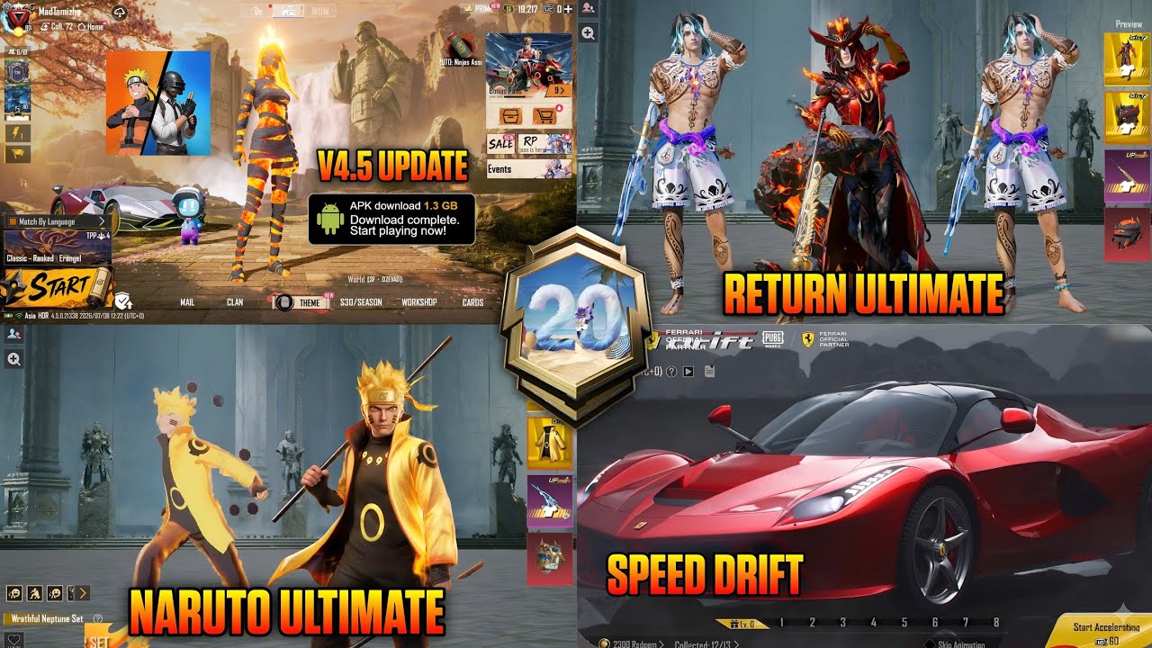 V4.5 Update is Here | Return Ultimate | Naruto Ultimate Set | Ferrari Speed Drift | Mythic Forge background