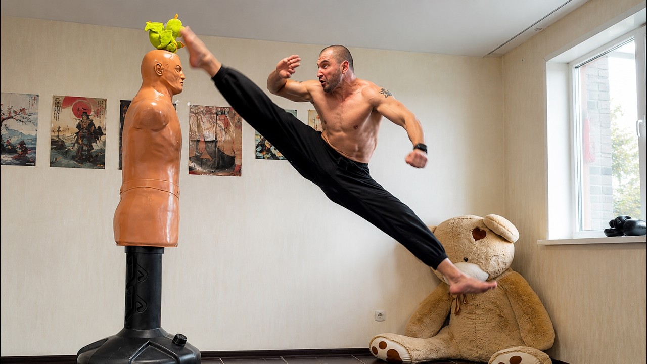 Insane Flying Kick Destroys Dummy! đ€Ż Martial Arts Skills background