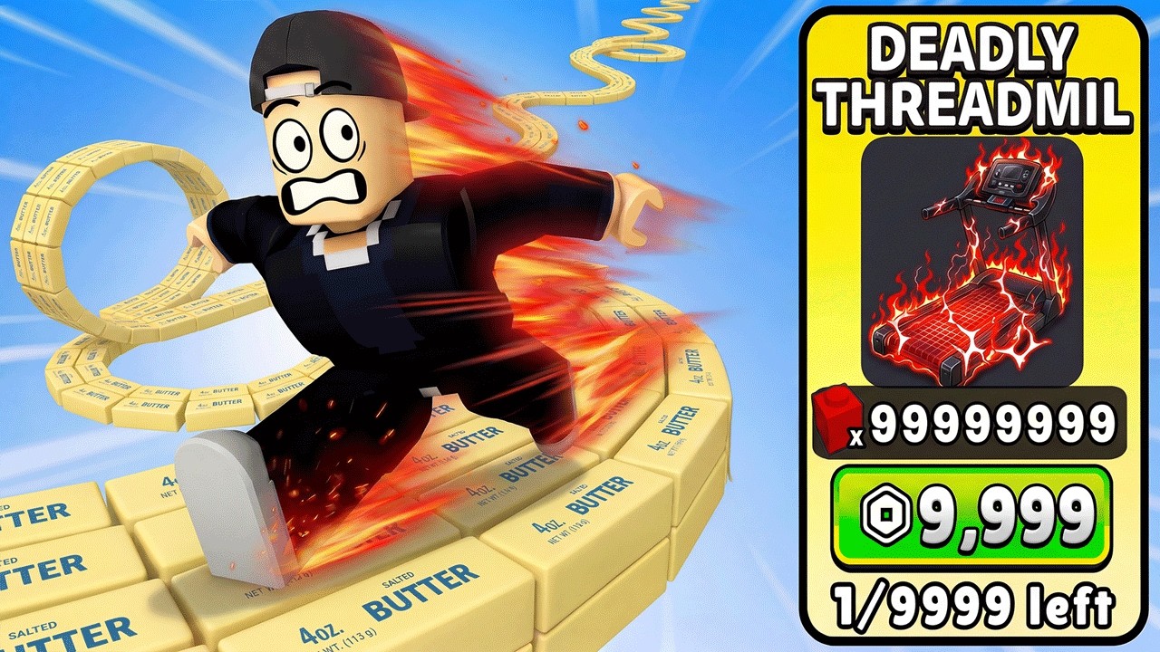 I Bought The ADMIN TREADMILL in Roblox Butter Escape background
