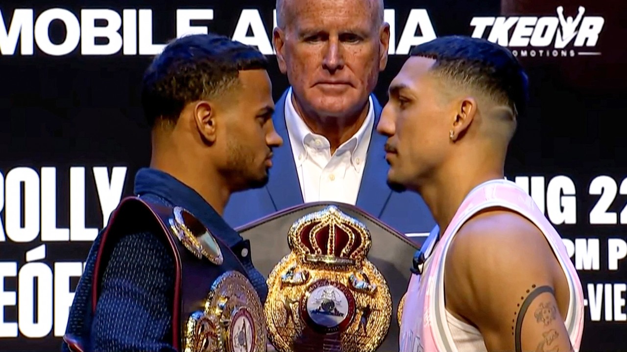FACE OFF: Rolly Romero vs. Teofimo Lopez • HEAD TO HEAD in Los Angeles | DAZN Boxing background