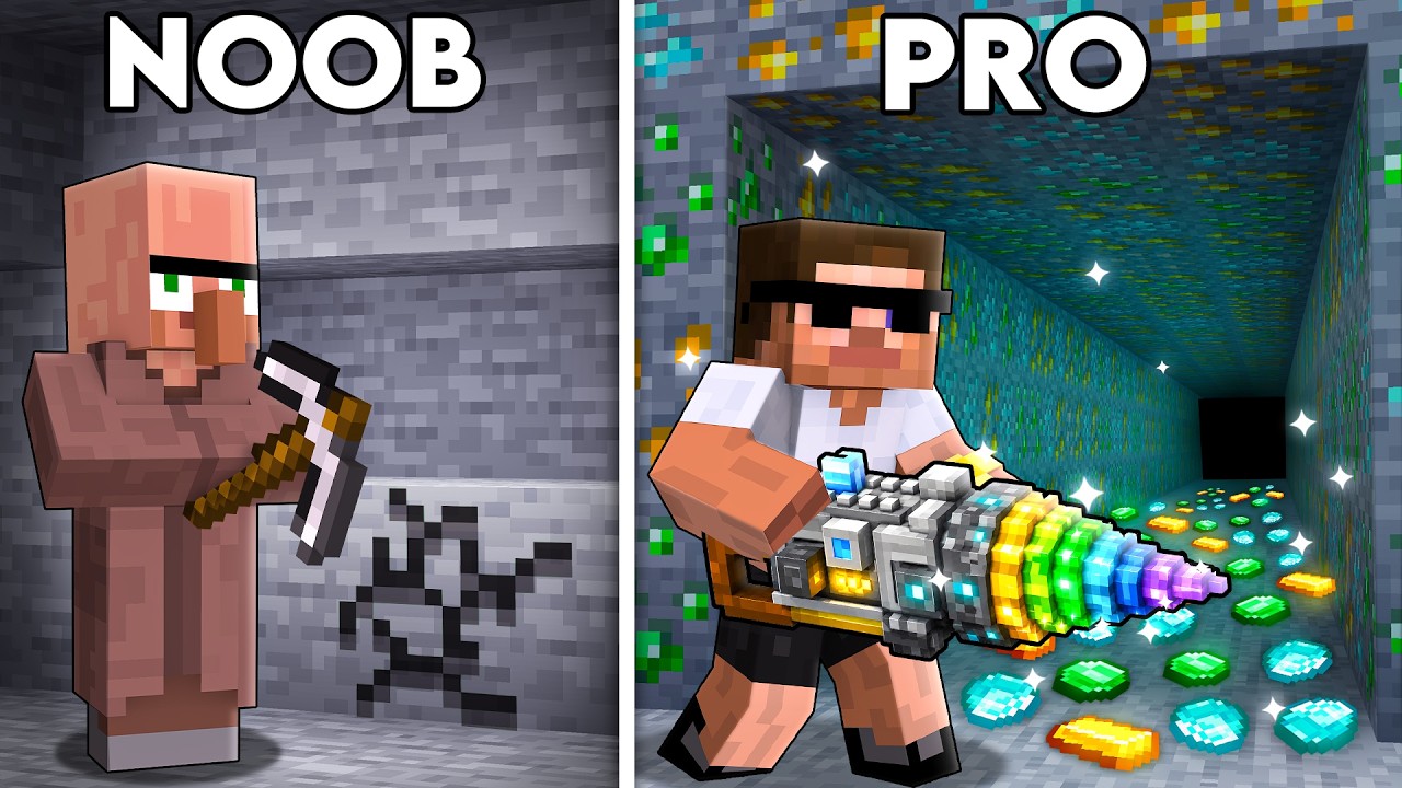 NOOB vs PRO Weapon Mining Battle! background
