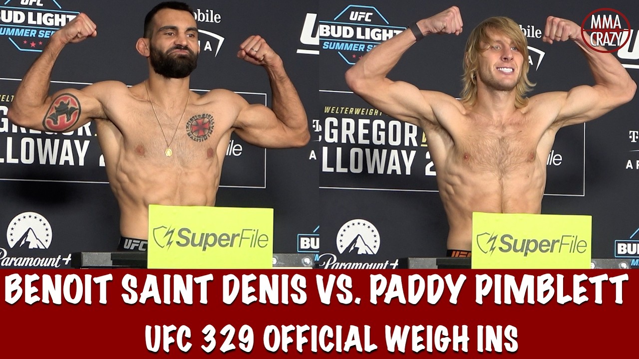 UFC 329 Official Weigh Ins: Benoit Saint Denis & Paddy Pimblett background