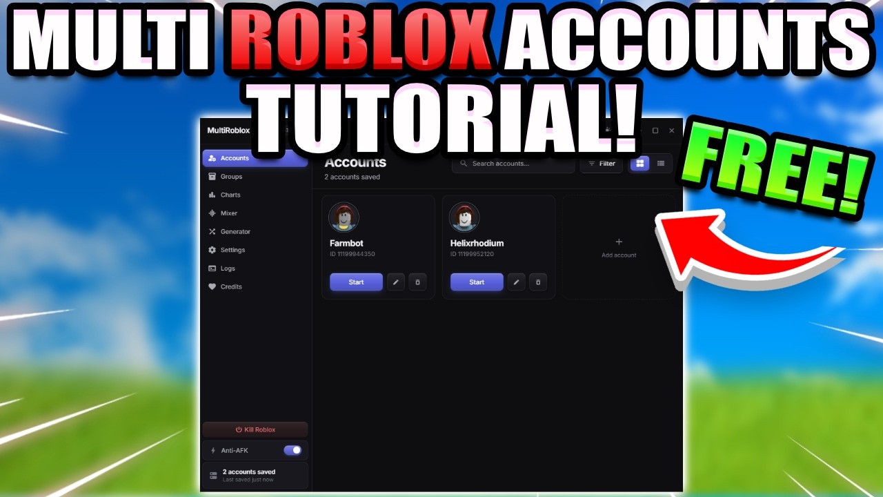 *NEW* Roblox Account Manager With Multi Roblox Tutorial (2026) - Anti Afk, Acc Generator & More! background