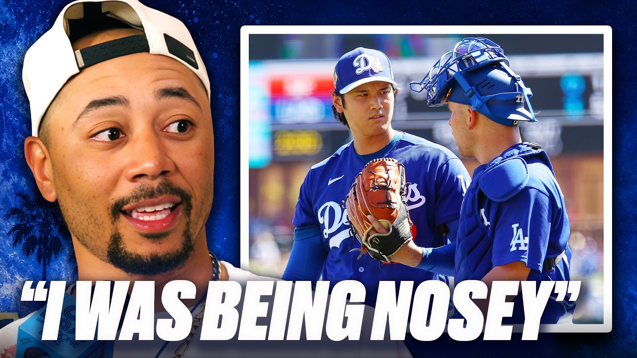 Max Muncy, Mookie Betts React to Shohei Ohtani's Exchange with Dalton Rushing background