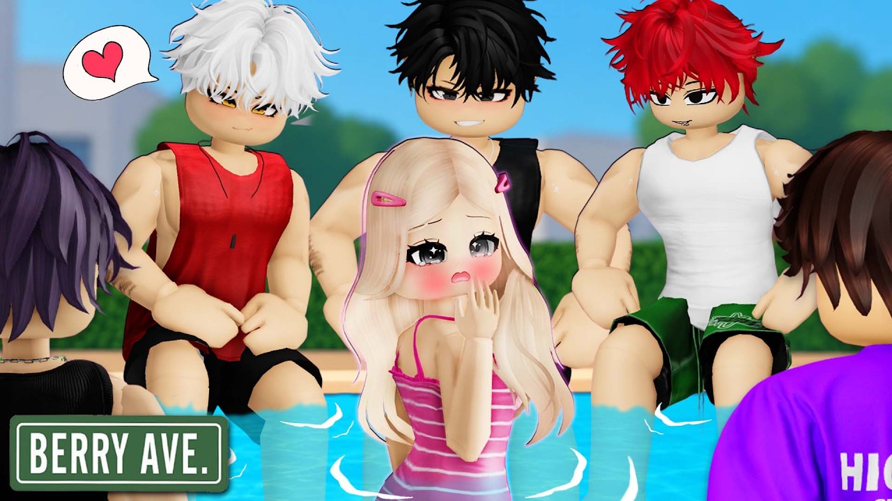 I am the ONLY GIRL at an ALL BOYS POOL PARTY | Berry Ave RP background