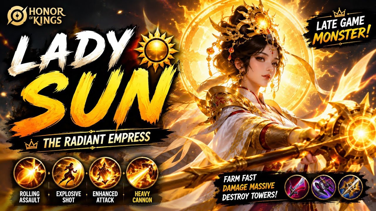 Late Game Monster! ЁЯМЮ Lady Sun Destroys Everyone | Honor of Kings #hok #honorofkings #ytviral #yt background
