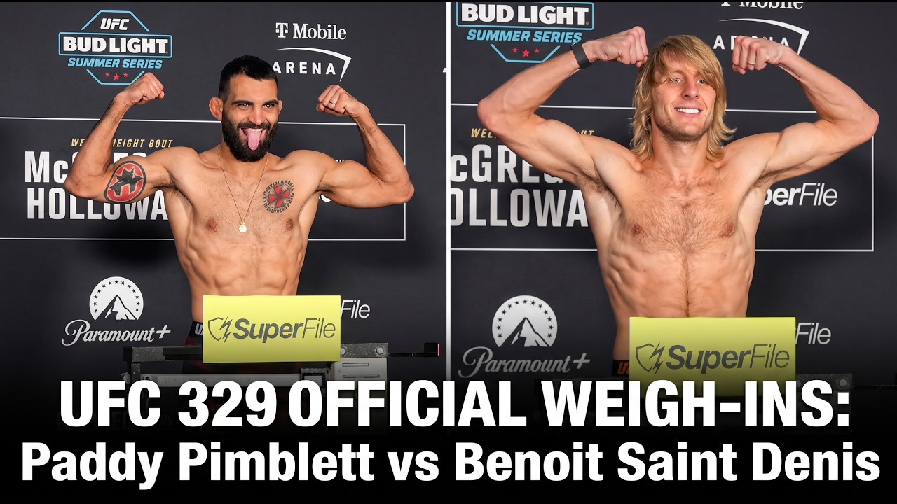 UFC 329 Official Weigh-Ins | Paddy Pimblett vs Benoit Saint Denis background