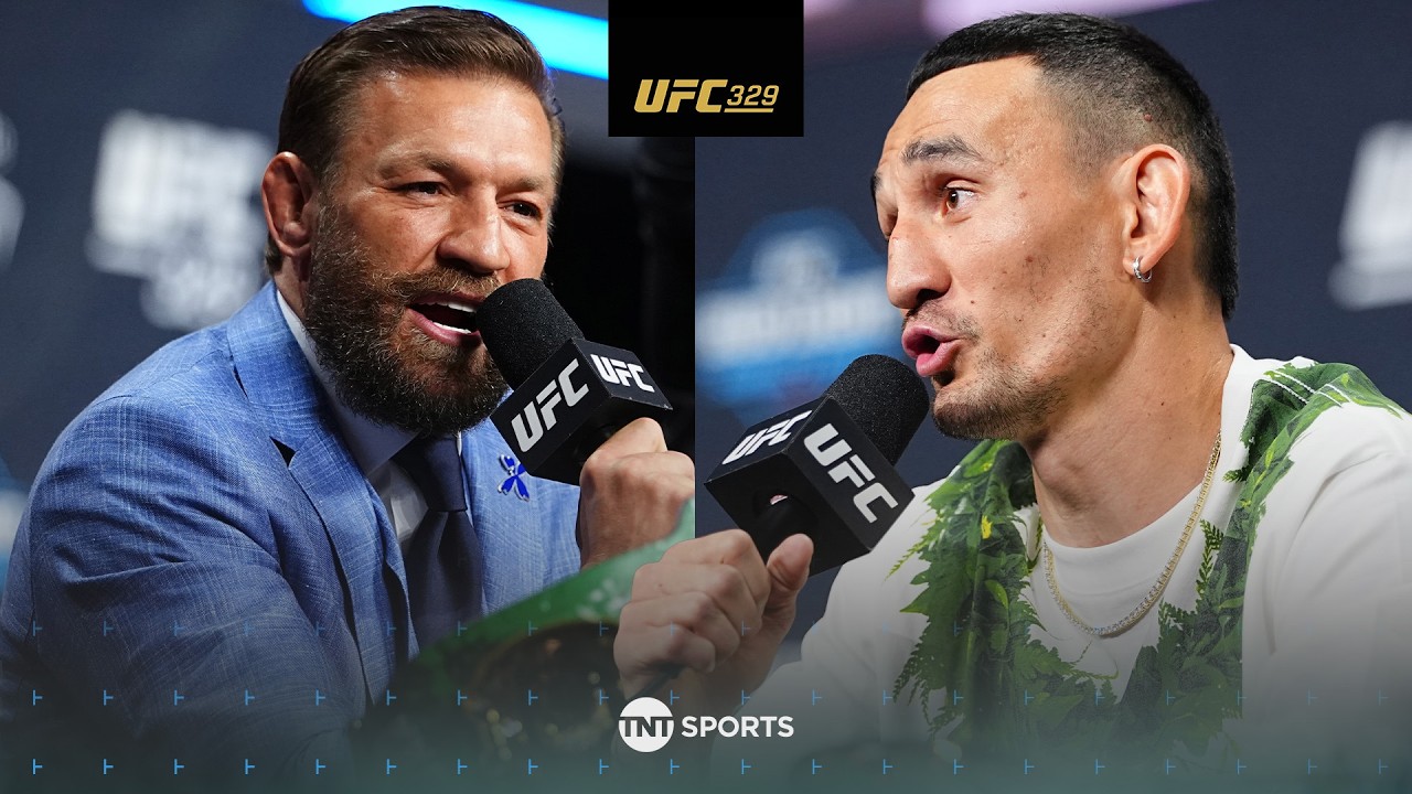 CHAOS! Conor McGregor & Max Holloway CLASH at #UFC329 Press Conference 🍿 backdrop