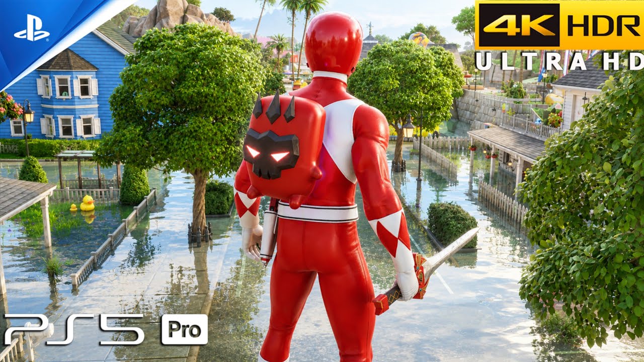 Fortnite (PS5 Pro) 4K 120FPS HDR Gameplay | Skin Power Ranger Red background