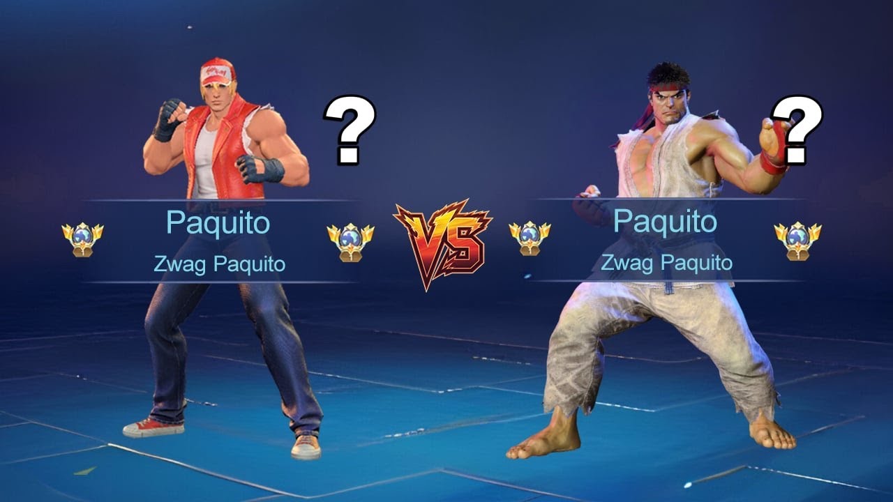 GLOBAL 1 PAQUITO TRY BOTH KOF AND STREET FIGHTER AND DECIDE WHICH SKIN IS BETTER - MLBB background