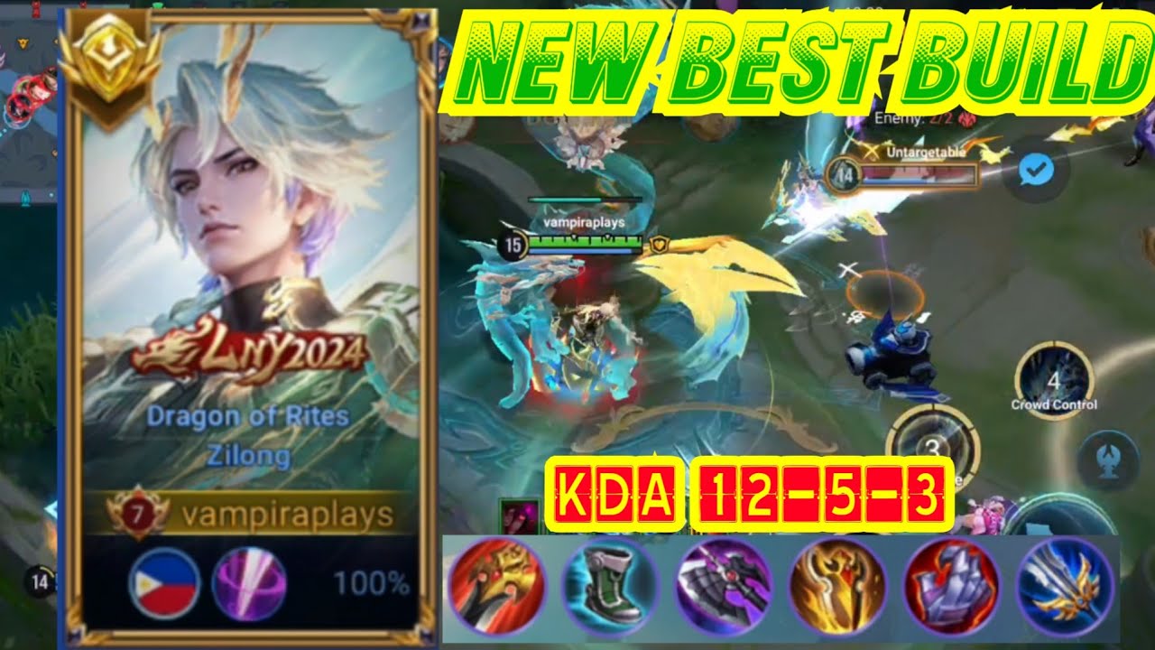 HOK ZILONG NEW BEST CHEAT BUILD MONTAGE KDA 12-5-3 background