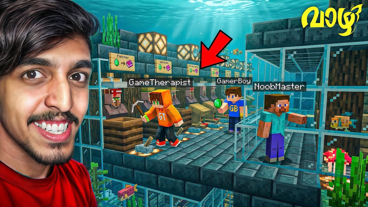 We Built the SECRET Underwater Trading Hall in Minecraft! background