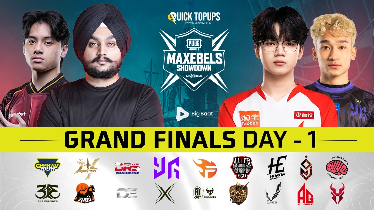 PUBG MOBILE MAXEBELS SHOWDOWN GRAND FIANLS | DAY 1 | Ft. #AE #KONG #YG #HORAA #FL #AG #VOIN #A1 background