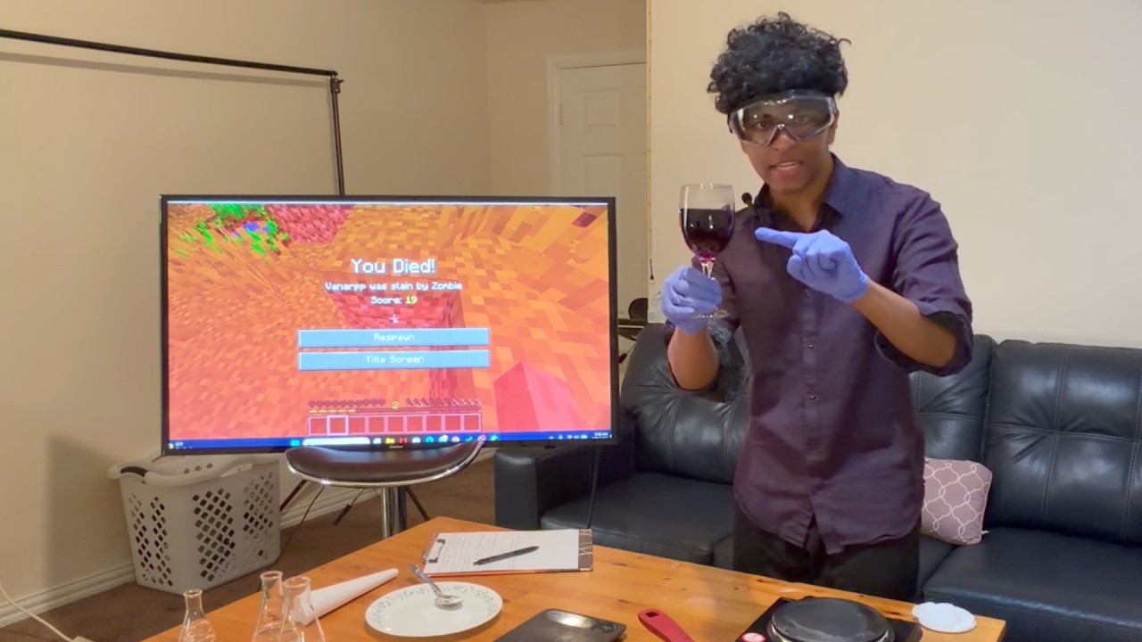 completing a titration experiment while playing minecraft background