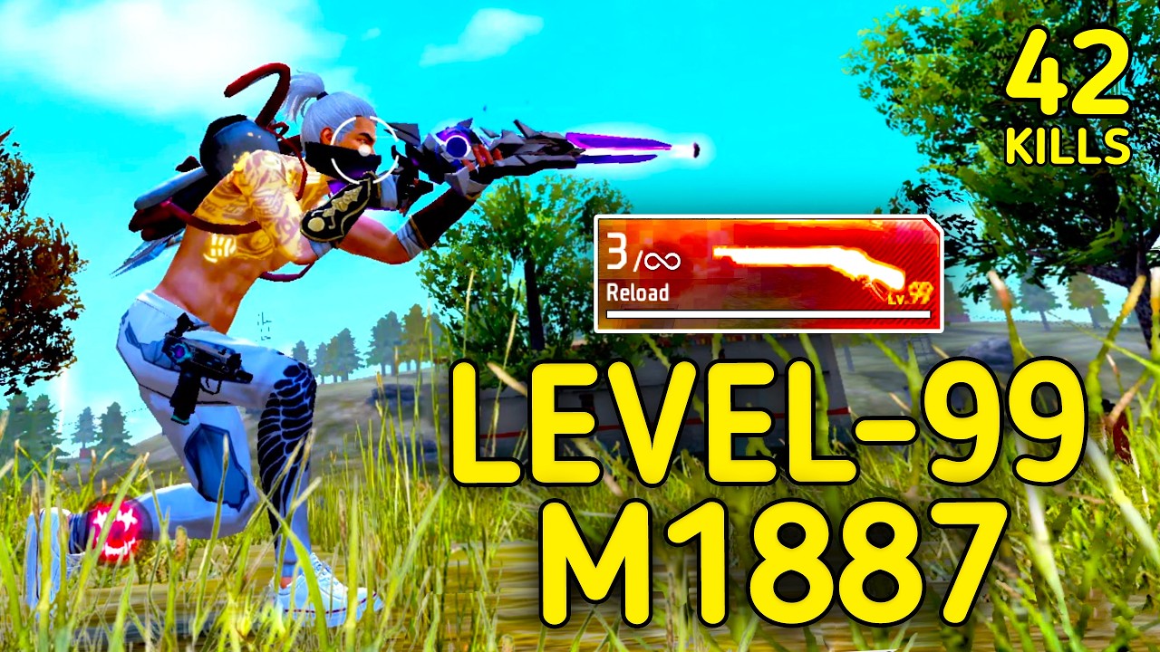 New LVL-99 M1887🔥😱 !!! MOST DANGEROUS M1014 EVER IN FF ??? || SOLO VS SQUAD || 90% HEADSHOT INTEL I5 background