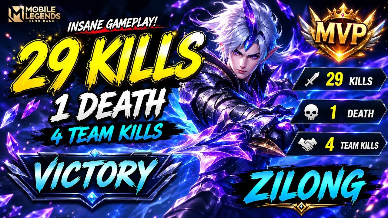 🔥 ZILONG DESTROYED EVERYONE 29 KILLS MVP | Mobile Legends Bang Bang #mlbb #highlights #MVP #ranking background