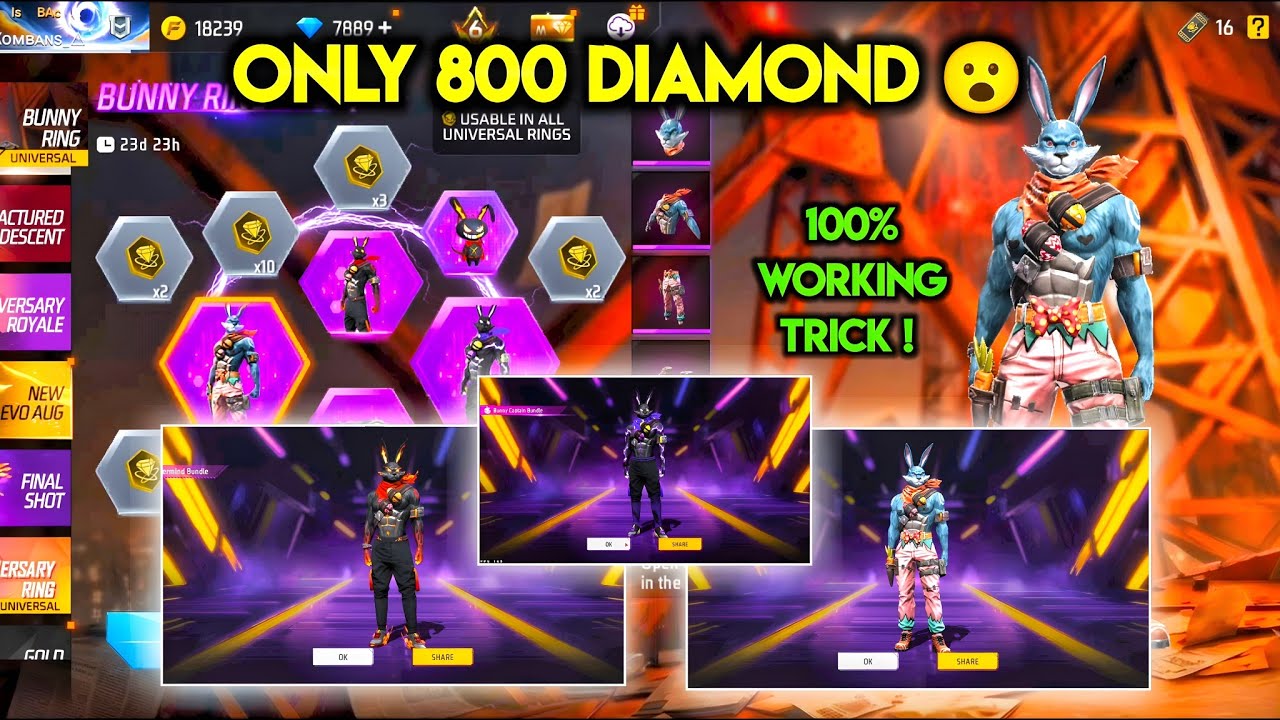 Bunny Ring Event Spin Trick ๐คฏ๐ฅณ| only 800 ๐| free fire new event | ff new event | new event free fire background